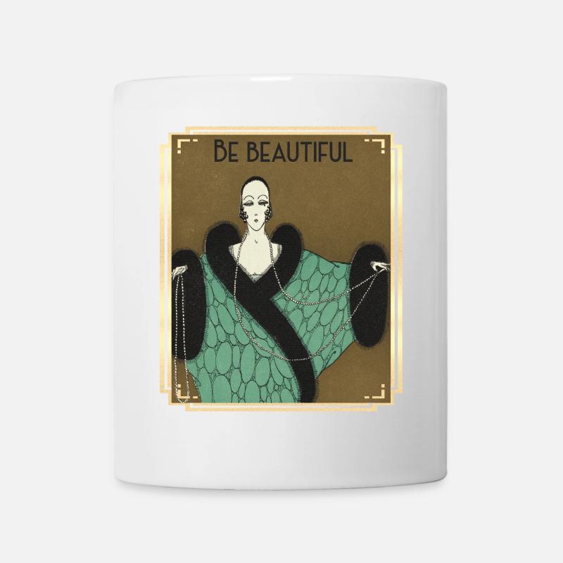 Be Buautiful, Art-deco Mode mit Perlenkette - Tasse - Weiß