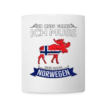 Ich muss nur nach Norwegen Spruch Elch - Tasse - Weiß - Vorne