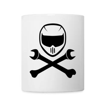 Sport Motorradhelm mit Kochen Schraubenschlüssel - Tasse - Weiß - Vorne