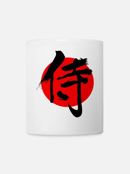 Samouraï en kanji japonais rouge soleil - Mug blanc - blanc