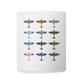 Spitfire Kampfflugzeug / Tarnmuster - Tasse - Weiß - Vorne