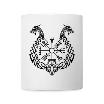 Black dragon and Viking compass - Mug - white - Front