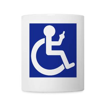Wheelchair user raising middle finger # - Mug - white - Front