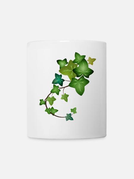 immergrüne leuchtend grüne Efeu Ranke - Tasse - Weiß