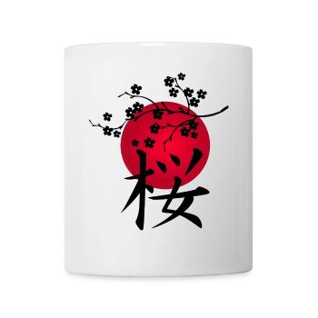 Japanische Kirsche schwarz und rote Sonne - Tasse - Weiß - Vorne
