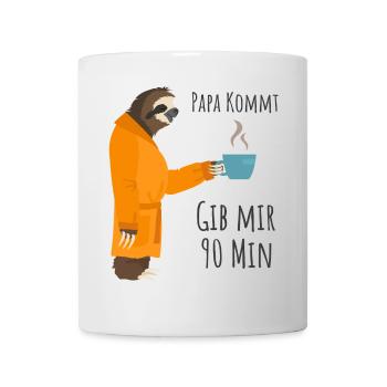 Müder Papa Faultier Kaffee Humor Shirt - Tasse - Weiß - Vorne