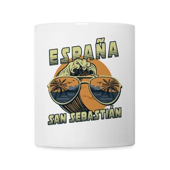 Design de plage de San Sebastian Espagne - Mug blanc - blanc - Devant