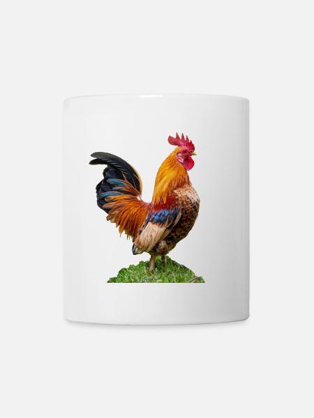 stolzer, männlicher Hahn. Freigestellt,Chef Symbol - Tasse - Weiß