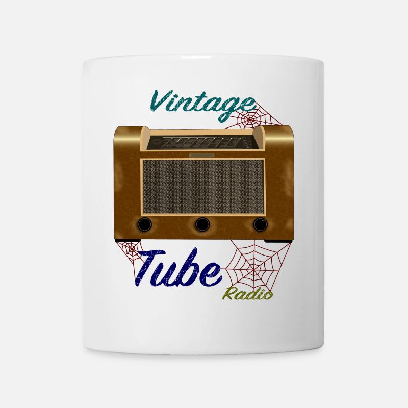 gebrauchtes, altes Röhrenradio - Tasse - Weiß