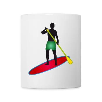 Stand up paddling - Mann mit Paddle Board - Tasse - Weiß - Vorne