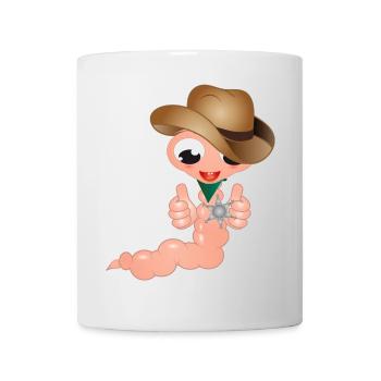 petit ver de terre en cow-boy avec l’étoile du shérif - Mug blanc - blanc - Devant