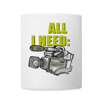 ALL I NEED is alte Videokamera - Tasse - Weiß - Vorne