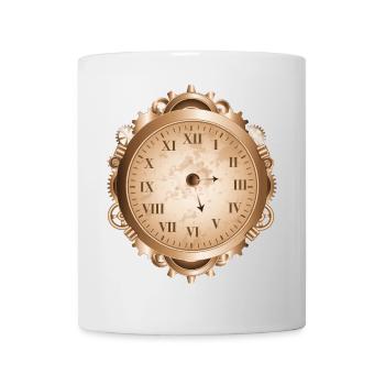 Steampunk watch in antique look with gears - Mug - white - Front