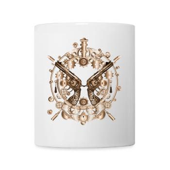 richly decorated steampunk revolvers with cartridges - Mug - white - Front