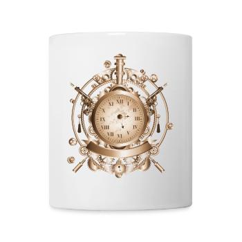 Steampunk watch in antique look with gears - Mug - white - Front