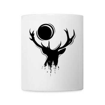 Hirsch Elch Symbol Mond Illustration Icon Logo - Tasse - Weiß - Vorne
