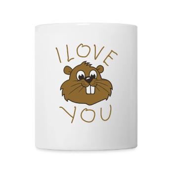 I Love You – Cute Beaver Love Design - Tasse - Weiß - Vorne