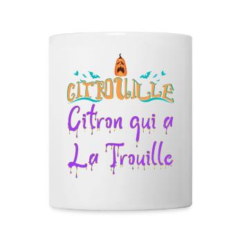 Citrouille citron qui a la trouille chauve souris - Mug blanc - blanc - Devant