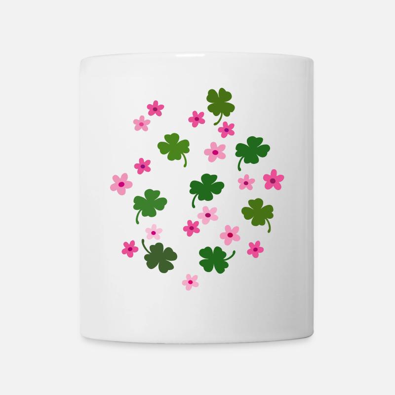 Trèfle porte-bonheur, fleurs - Mug blanc - blanc