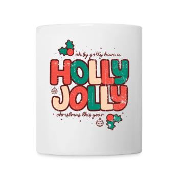 Holly Jolly Weihnachten Retro - Tasse - Weiß - Vorne