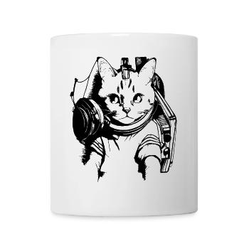 coole Katze als DJ - Tasse - Weiß - Vorne