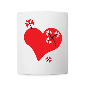 Heart and Flowers - Traditional Romanian pattern - Mug - white - Front