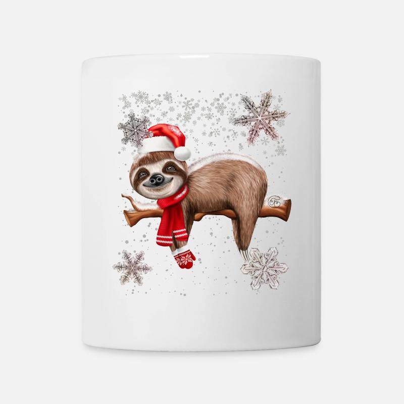Weihnachten Faultier niedlich - Tasse - Weiß