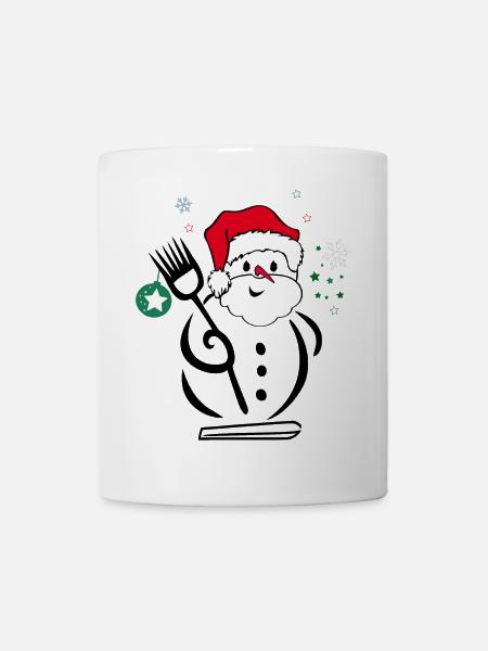 Schneemann, Weihnachtsmann - Tasse - Weiß