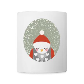 hibou rêveur avec chapeau de Noël Père Noël - Mug blanc - blanc - Devant