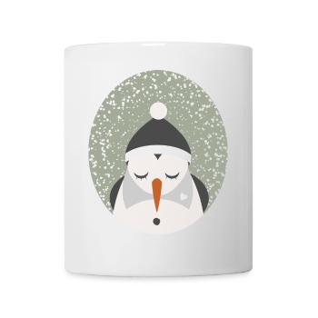 mignon bonhomme de neige avec casquette et nez de navet - Mug blanc - blanc - Devant