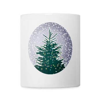 illuminated Christmas tree in the snow - Mug - white - Front