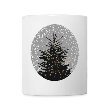 illuminated Christmas tree in the snow - Mug - white - Front