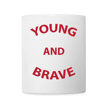 Jeune et courageux T-shirt Text Design Idée cadeau - Mug blanc - blanc - Devant