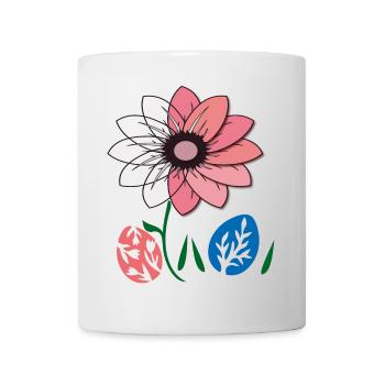 Fleur aux œufs de Pâques, Joyeuses Pâques - Mug blanc - blanc - Devant