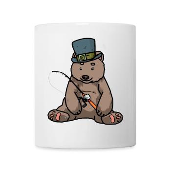 Brown Bear Grizzly Amgler canne à pêche - Mug blanc - blanc - Devant