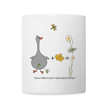 Gans und Blümchen gleich Gänseblümchen - Tasse - Weiß - Vorne