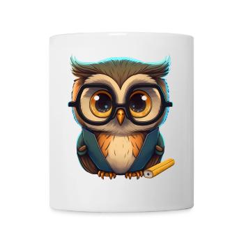 Cunning owl with glasses - Mug - white - Front