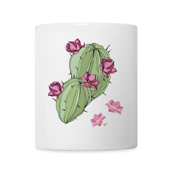 Kaktus mit Blüten - Tasse - Weiß - Vorne
