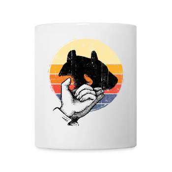 Silhouette de chien Coucher de soleil rétro - Mug blanc - blanc - Devant