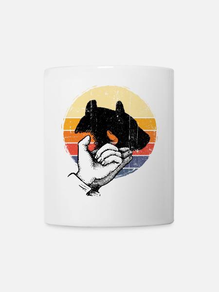 Dog Silhouette Retro Sunset - Mug - white