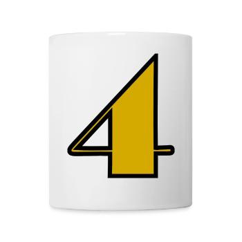 4,4 ANS,4e ANNIVERSAIRE,ANNIVERSAIRE 4 ANS,QUATRE - Mug blanc - blanc - Devant
