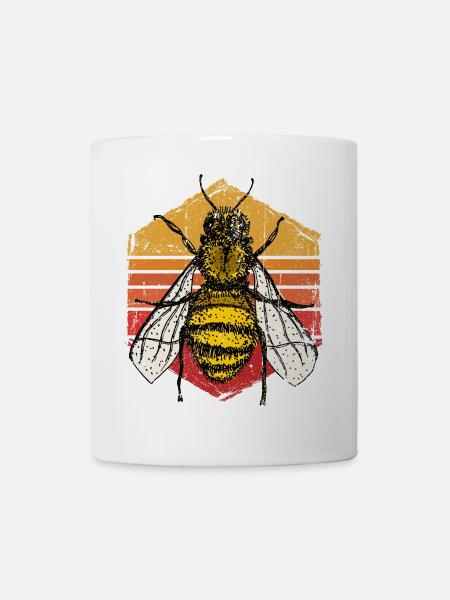 Illustration rétro de Sunset Bee - Mug blanc - blanc