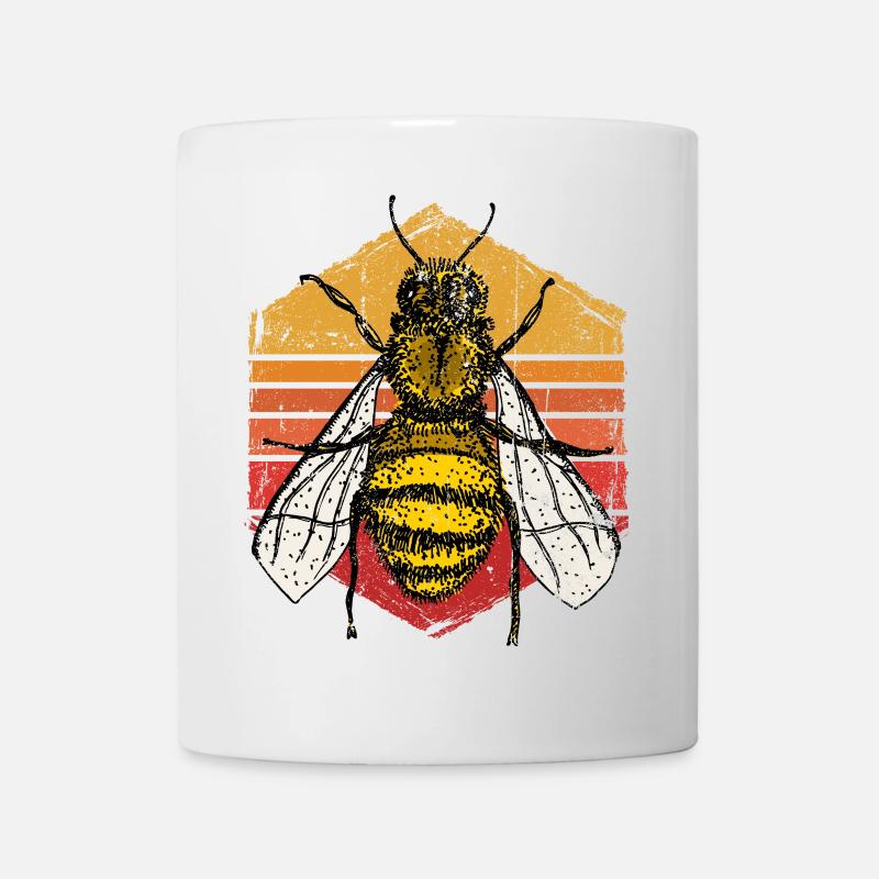 Illustration rétro de Sunset Bee - Mug blanc - blanc