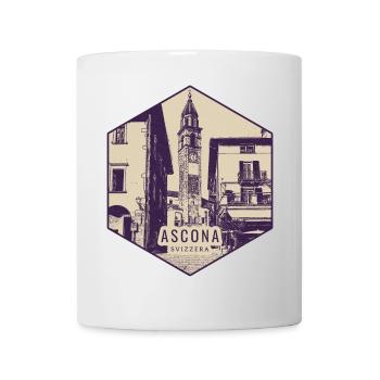 Ascona Uhrturm Vintage Badge - Tasse - Weiß - Vorne