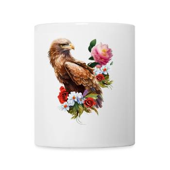 Wonderful eagle with flowers. - Mug - white - Front