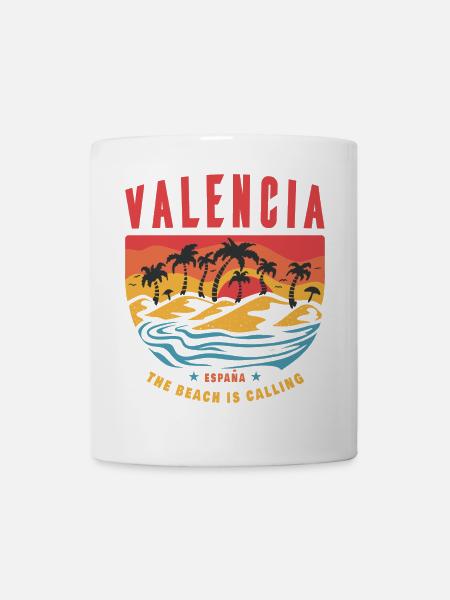 Valencia Spanien Palmen Beach Design - Tasse - Weiß
