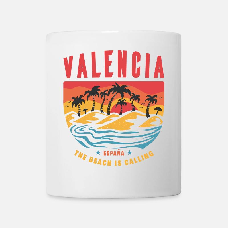 Valencia Spanien Palmen Beach Design - Tasse - Weiß