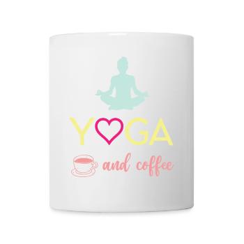 Yoga et café - Mug blanc - blanc - Devant