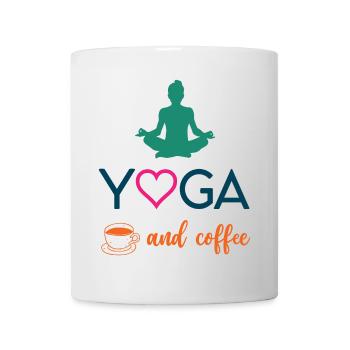 Yoga et café - Mug blanc - blanc - Devant