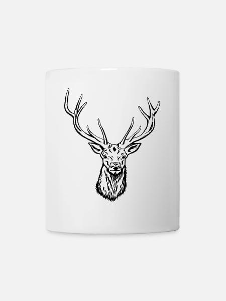 Rothirsch Portrait - Tasse - Weiß